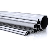 High quality render of stacked steel pipes